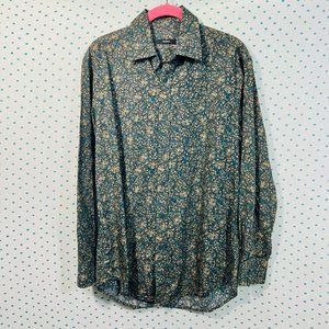 Alfani Men's Green & Blue Long Sleeve Button Up Dress Shirt